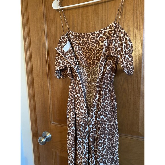 Women’s Zimmermann Animal Print Square Neckline Jumpsuit Off The Shoulder Sz 4-6 - Picture 4 of 7